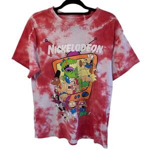 Mens Nickelodeon pink/red tie-dye tshirt  size medium